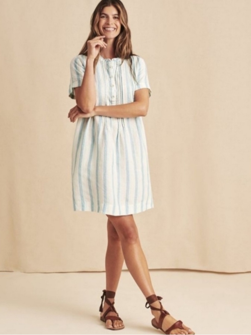 Faherty Gemina Ocean Catalina Stripe Shift Shirt Dress size S